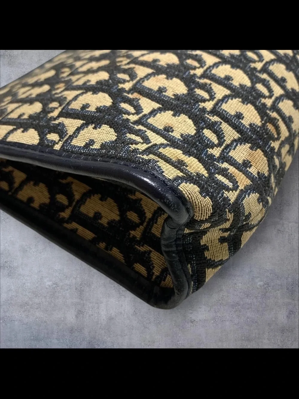 Dior Black and Tan Monogram Zip Pouch